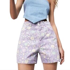 Zara Purple Floral High Waist Shorts